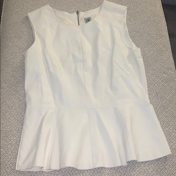 CO Tops - Cream Peplum leather ladies top